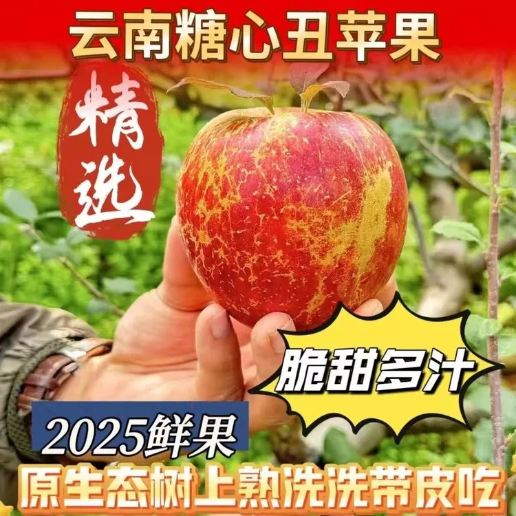 云南昭通冰糖心丑苹果脆甜夺冠多汁红富士新鲜水果产地现摘包邮