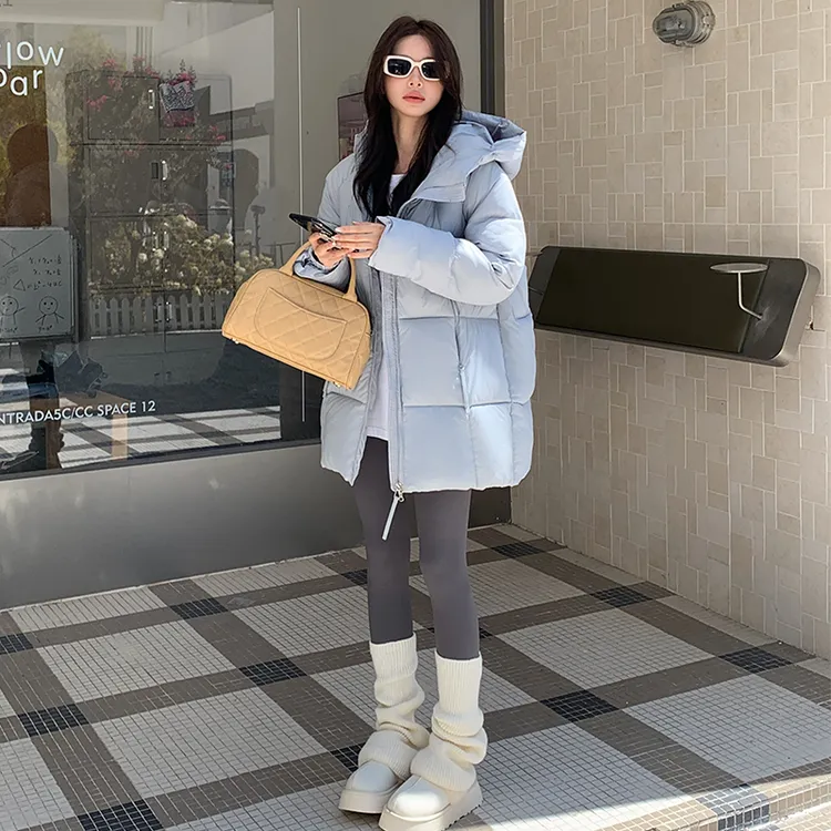 云朵泡芙时尚棉服女2025冬季韩版新款中长款爆款连帽加厚保暖外套