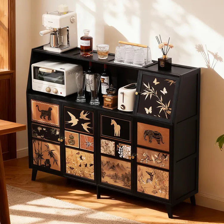 厨房置物架子2025新款落地收纳架多层微波炉餐边柜碗碟家用多功能