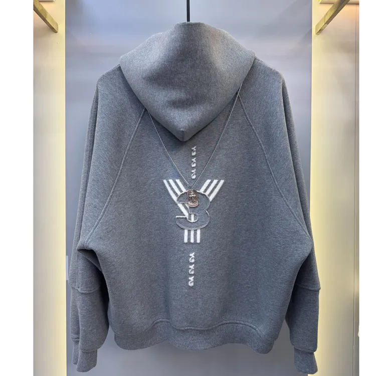 重工刺绣连帽开衫卫衣男女同款2025年重磅宽松型夹克外套秋冬男士