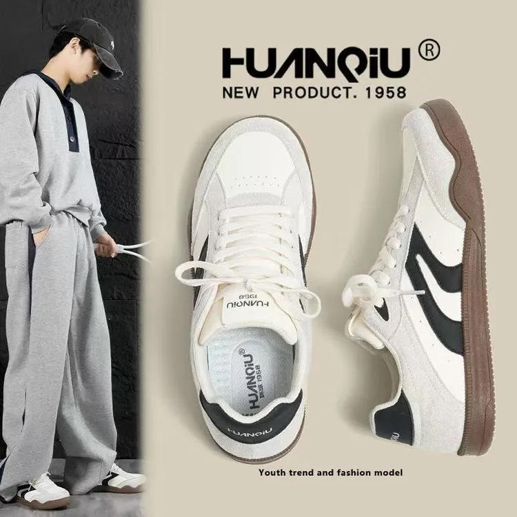 环球增高厚底德训鞋男款2025春秋新款时尚轻便休闲百搭时尚板鞋