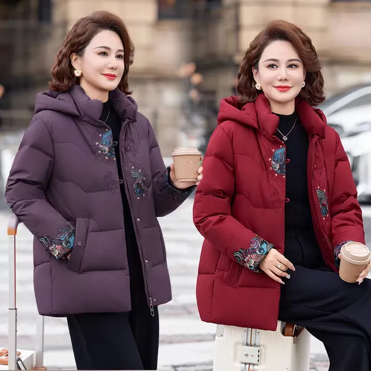 新中式妈妈冬装羽绒棉服2025新款中老年女秋冬季国风棉衣保暖棉袄