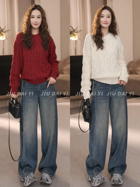 玖黛衣【千回百转】冬季韩版加厚羊毛宽松百搭毛衣XSP48137