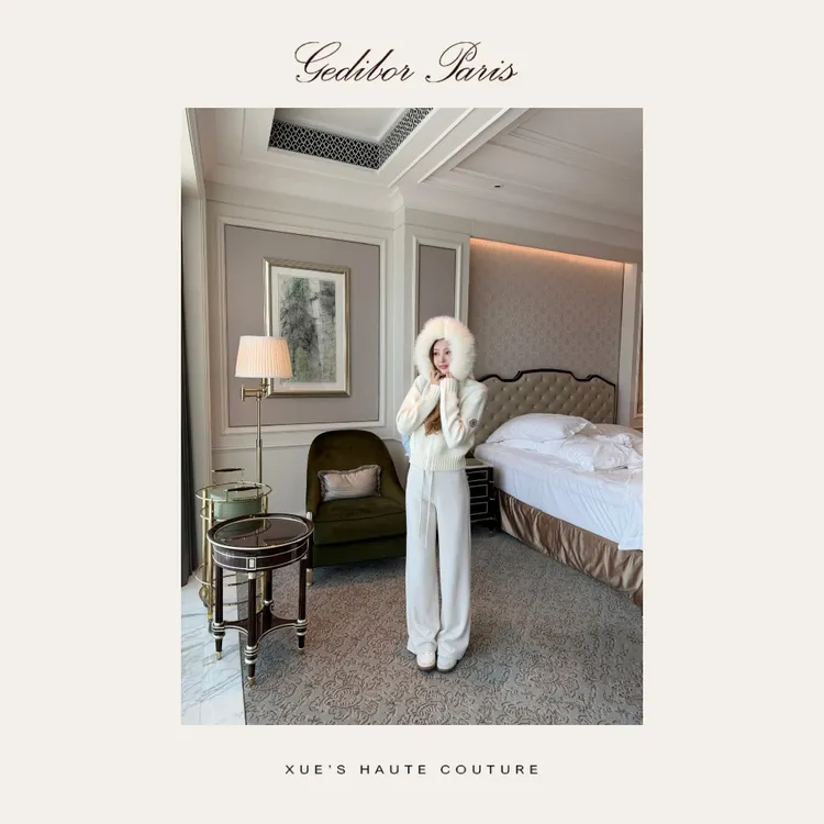 XUEXUE丨芬兰进口狐狸毛领拼接连帽羊毛拉链休闲外套GD25-WT789