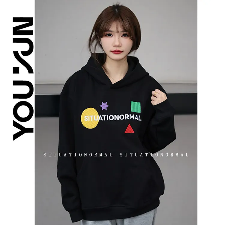 又云460g纯棉连帽卫衣男孩子青少年长袖秋冬加绒卫衣套头圆领日常