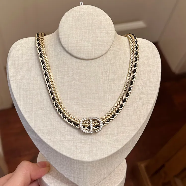 铜合金皮质项链  X0208 时尚字母编织工艺小香风高级项链