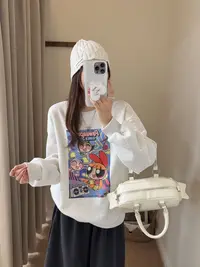 程程甄选  韩系卡通小女警厚款休闲圆领卫衣1157
