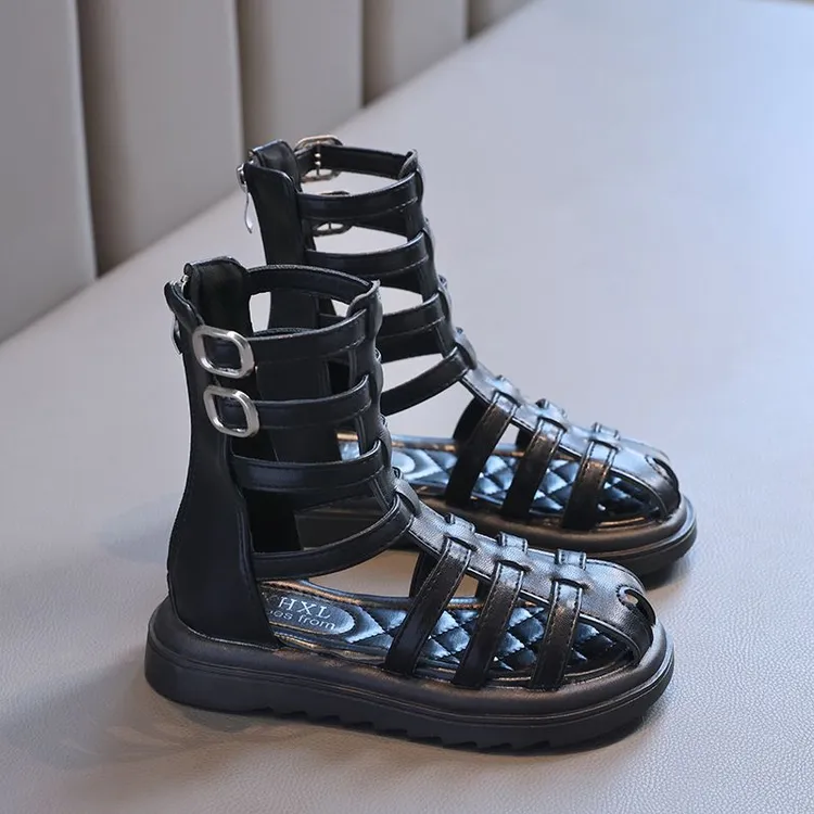 女童高筒罗马鞋2025夏季新款儿童公主风时尚公主凉鞋软底防滑凉靴