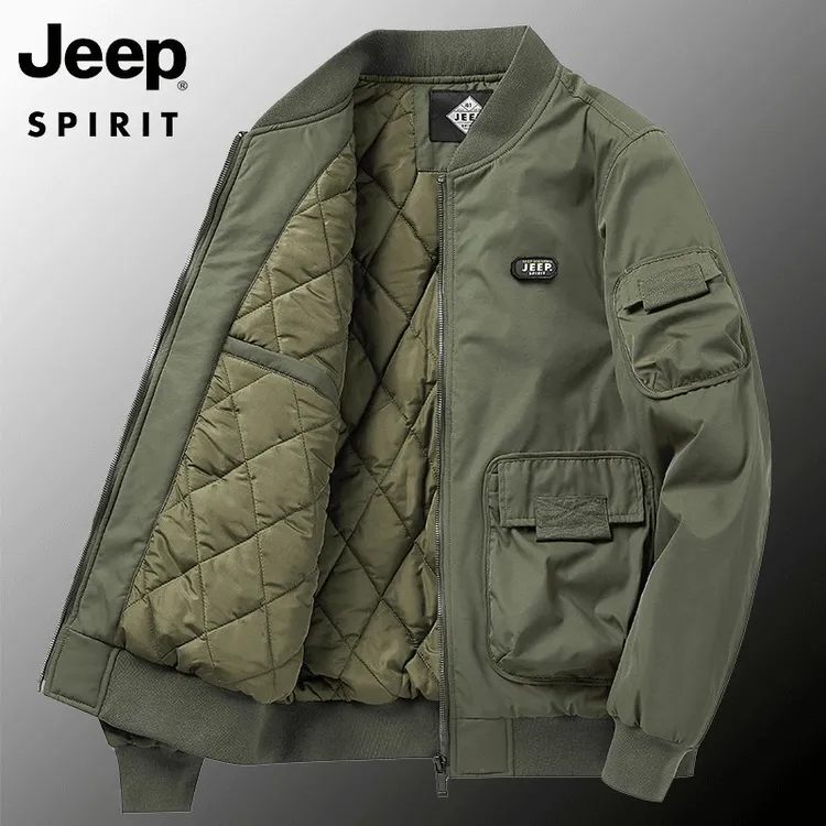 Jeep吉普春秋男士美式工装外套夹克外套棉服飞行夹克棒球领上衣男