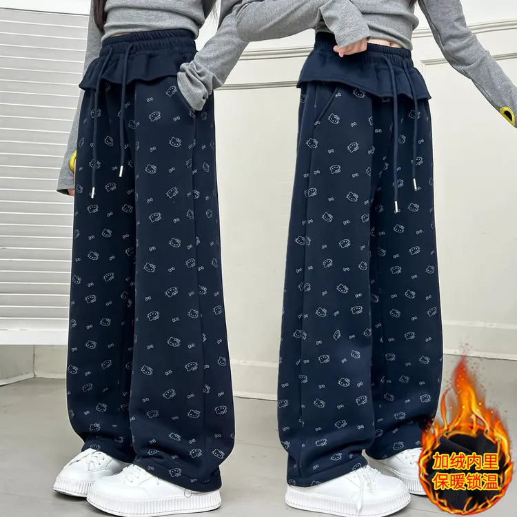 【大米童话】加绒加厚女童加绒裤子秋冬25款时尚休闲洋气直筒休闲裤