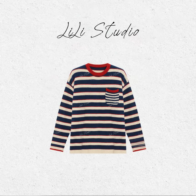 PCNY丨不理理「线条茴旋」澳洲进口超细美丽诺羊毛圆领撞色针织衫