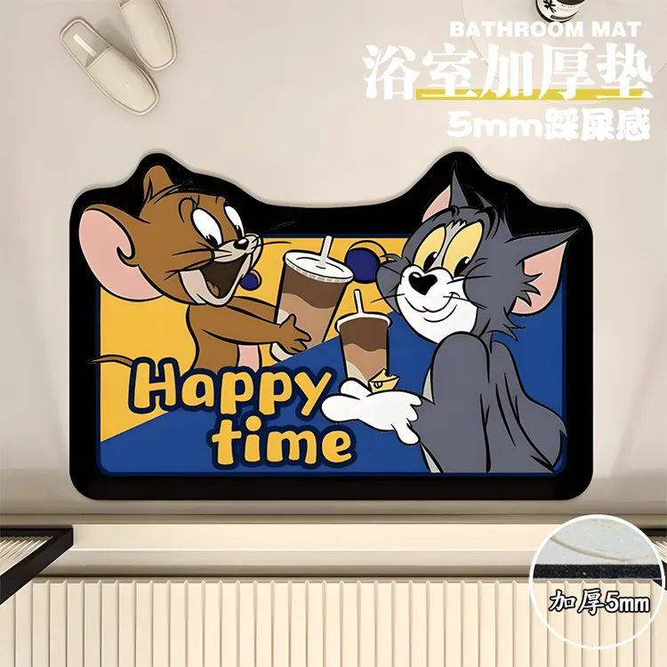 可爱猫鼠软硅藻泥居家吸水地垫家用门口浴室卡通防滑动漫脚垫