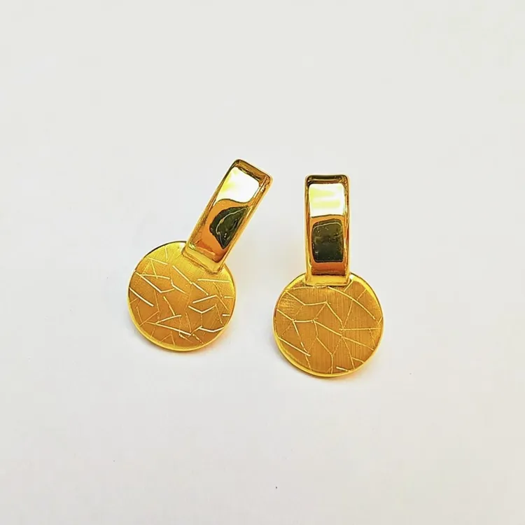 93#足金999 黄金不规则图形圆形耳钉 时尚百搭简约轻奢气质小众