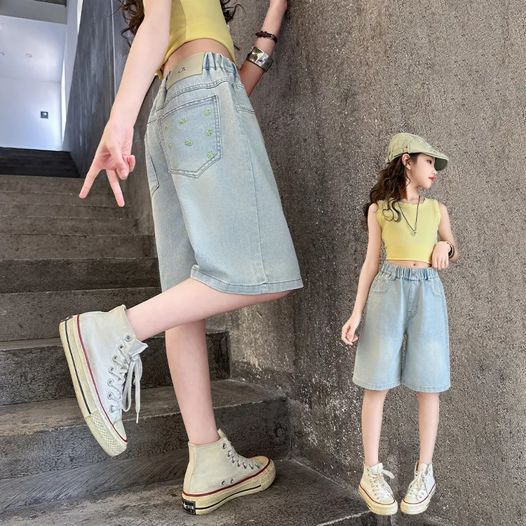 女童牛仔短裤夏季2025新款儿童薄款五分裤外穿女大童夏装韩系
