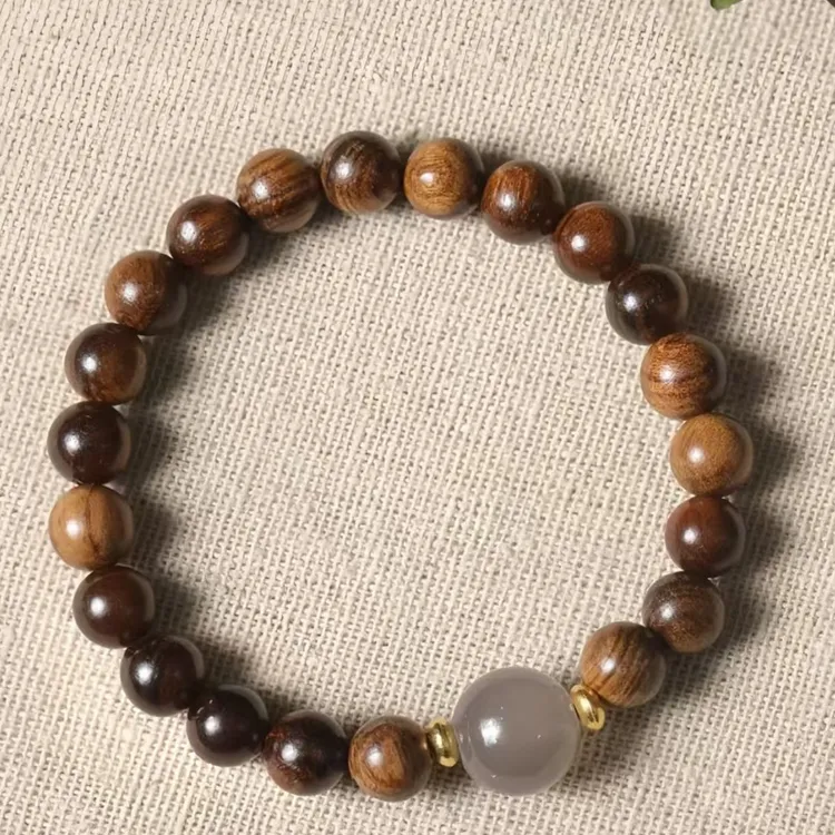 手链 STJ077-黑花梨0.8+琉璃隔珠