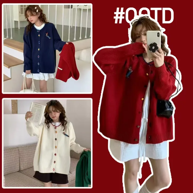 孕妇装秋装2025新款秋冬外穿加厚韩版宽松毛衣外套减龄大码开衫女