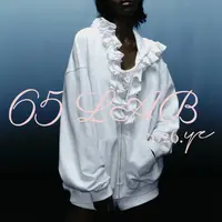 65LAB*「手工花边卫衣套装」花灰色 砂洗重磅 卫衣套装