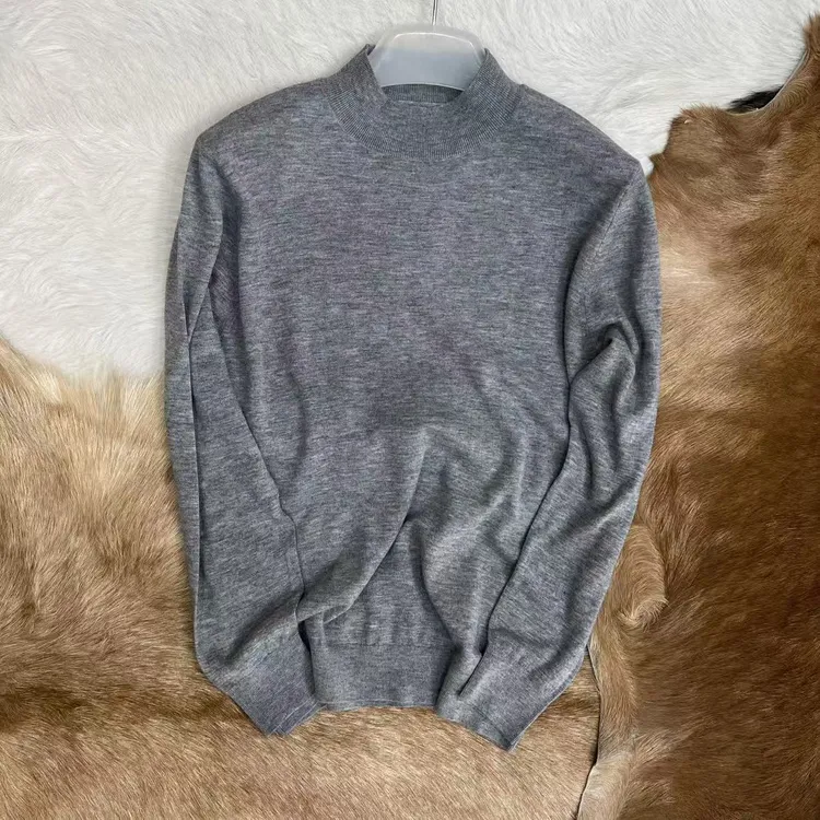 软糯贴服 超细100%羊毛 男士立领秋冬轻暖长袖打底针织毛衣 打底