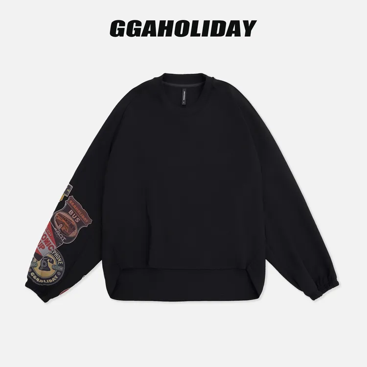 GGAHOLIDAY时尚休闲宽松潮流百搭长袖印花秋冬复古卫衣-154188