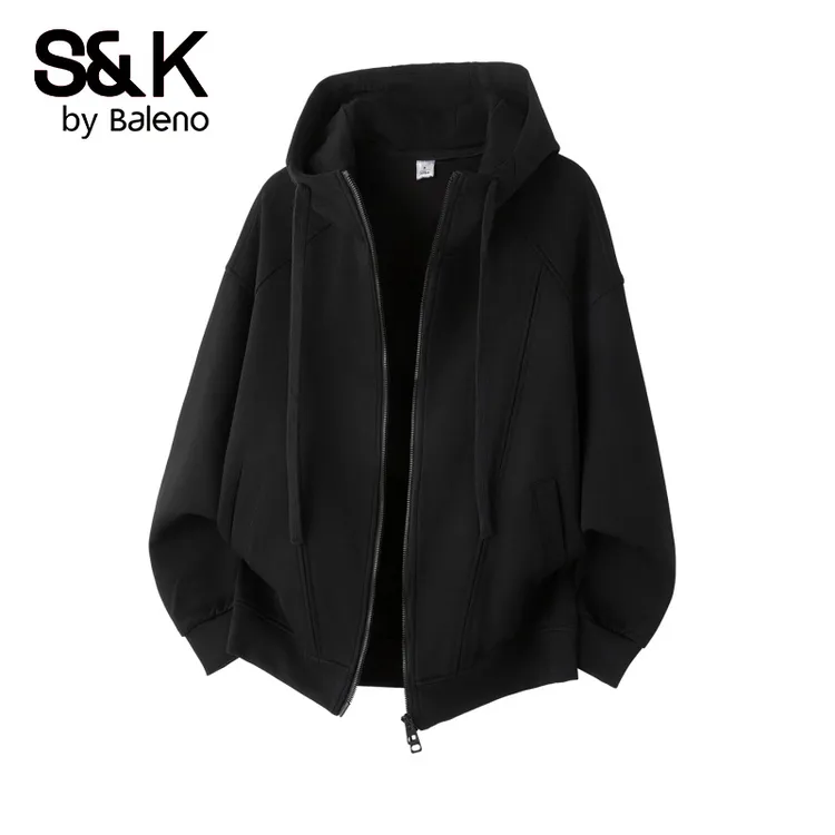 班尼路S&K简约纯色宽松连帽开衫卫衣外套春秋款美式复古男款防风