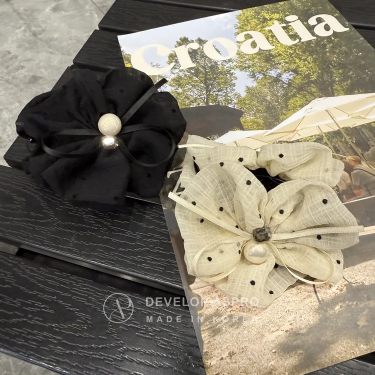 【现货 韩国手工原创】超仙气质减龄波点丸子夹E3-7-XP259