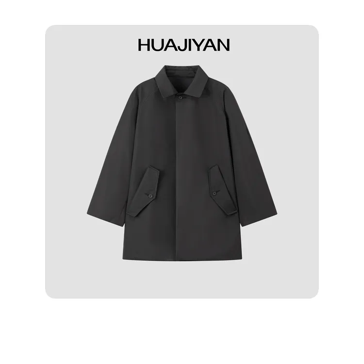 华吉言/HUAJIYAN【至夜】oversize简约设计中长款风衣外套