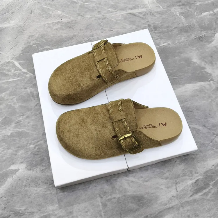 勃肯半拖鞋懒人一脚蹬2025秋冬新款厚底增高包头拖鞋女外穿勃肯鞋