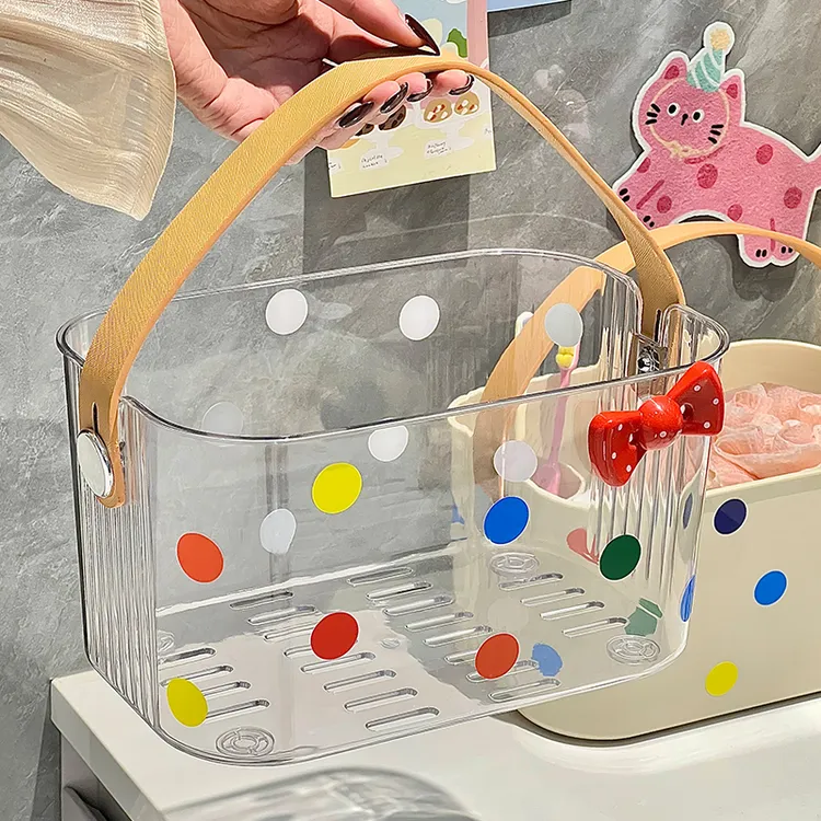 多巴胺浴室洗澡蓝手提桌面收纳篮收纳筐家用小篮子宿舍卫生间沐浴