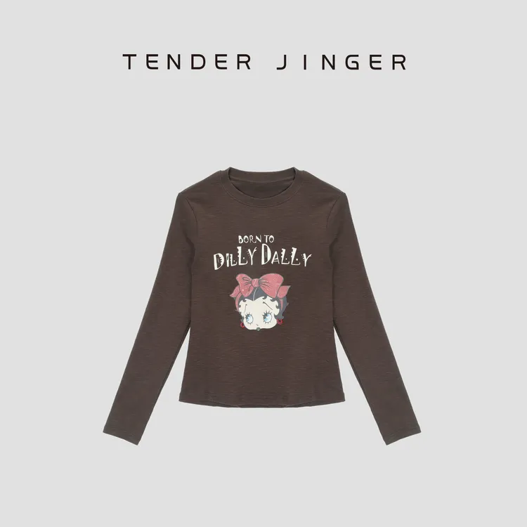 Tender Jinger圆领印花卡通长袖T恤T53XXQ30904