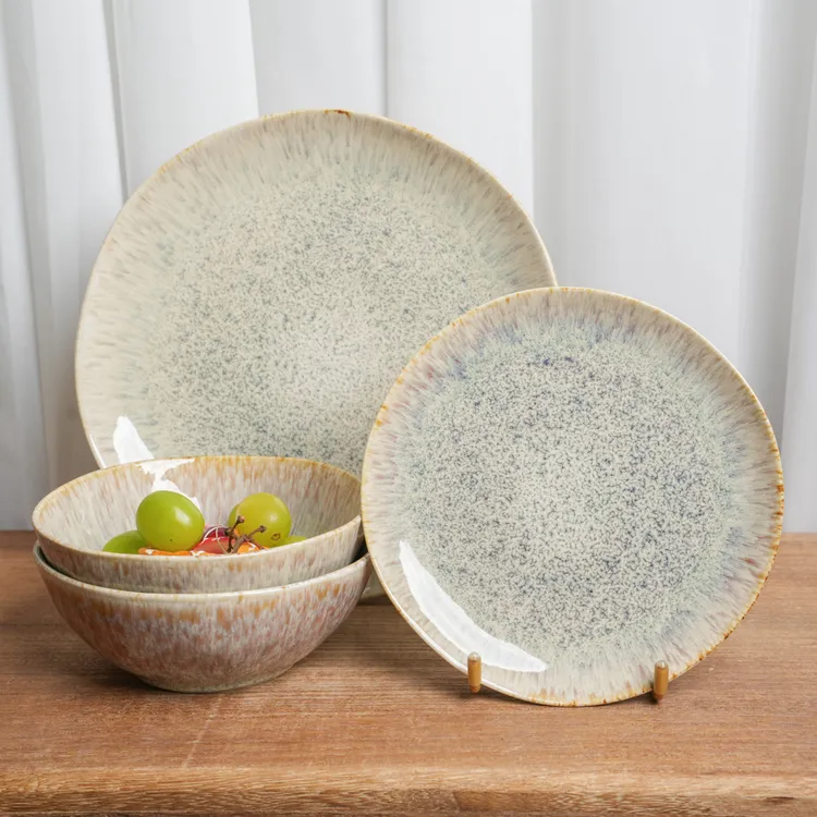 【瑕疵】炫彩系列釉下彩陶瓷窑变釉炫彩复古碗盘套装XL