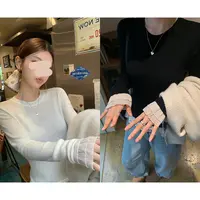 【mimius】七 桑蚕羊毛混纺丝花边袖口百搭打底超薄针织衫 WG11069