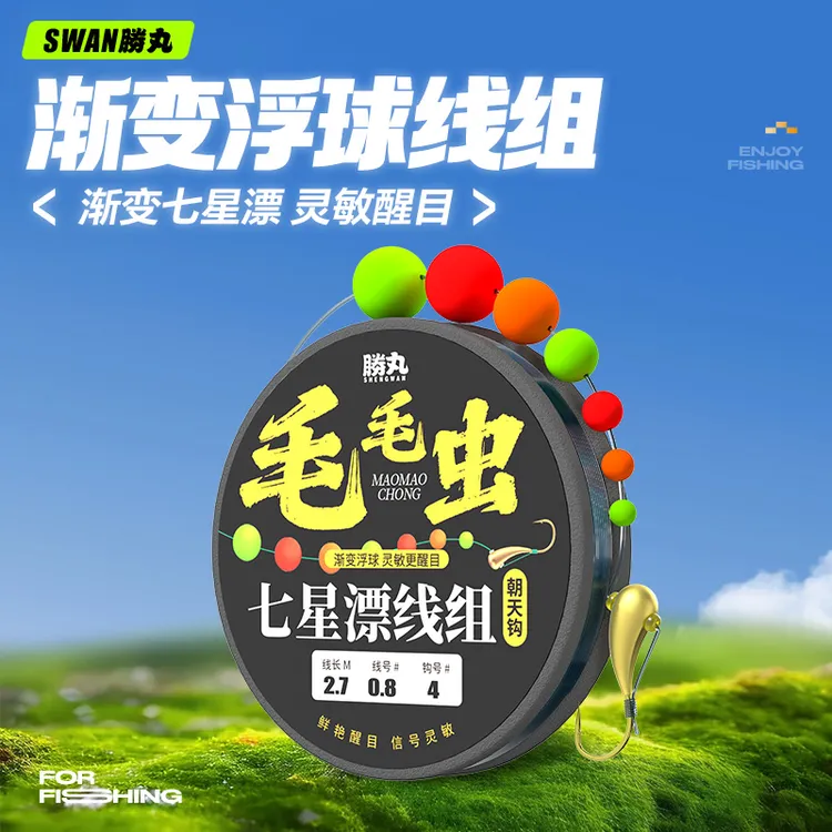 胜丸毛毛虫七星漂朝天钩线组高灵敏渐变浮球线组套装传统钓鲫鱼