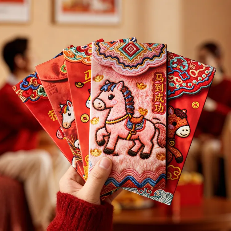 2026过年红包马年压岁钱利是封立体刺绣风春节创意个性封面通用