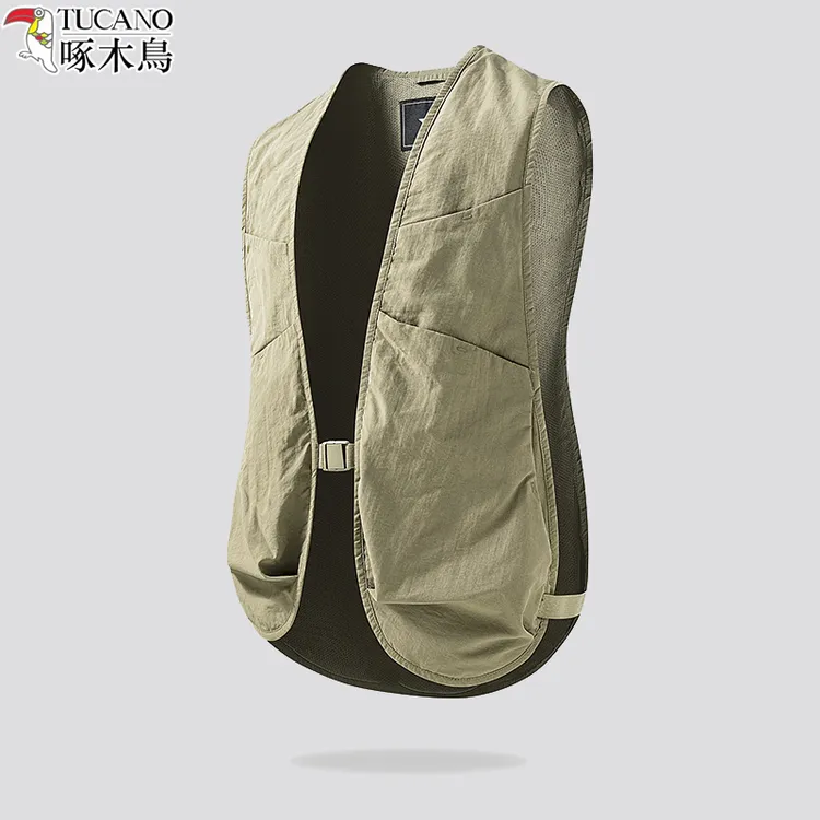 TUCANO/啄木鳥男女同款多口袋马甲夏季短款马夹钓鱼摄影网眼背心