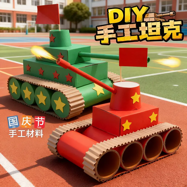 10.1国庆节新款幼儿园手工diy坦克材料包儿童玩具小学生手工作品8