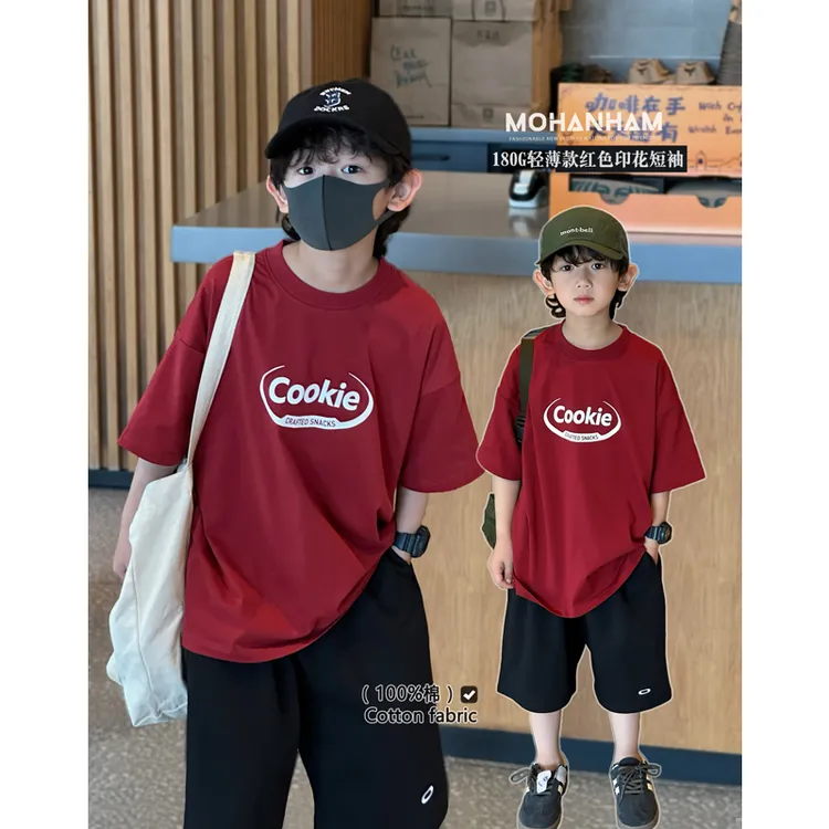 凯文家童装2025年夏季新品男童中大童韩版潮印花休闲短袖儿童T恤