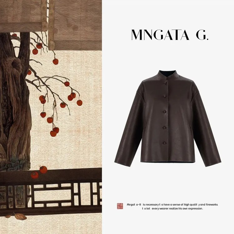MNGATA G.宫小妍【曼奢羊皮·中古轮廓】早秋新中式国风外套5061676
