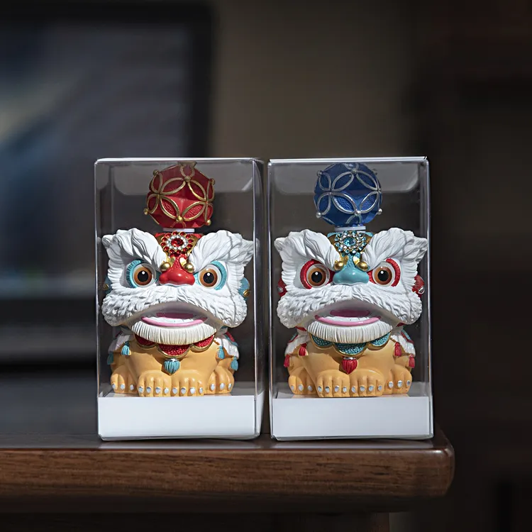 国潮佛山舞狮醒狮创意摆件高级感小众桌面茶桌装饰工艺品生日礼物