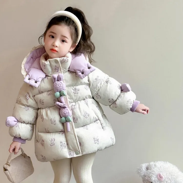 女童卡通加绒加厚棉衣外套女宝宝冬季棉服保暖锁温厚款女棉袄洋气