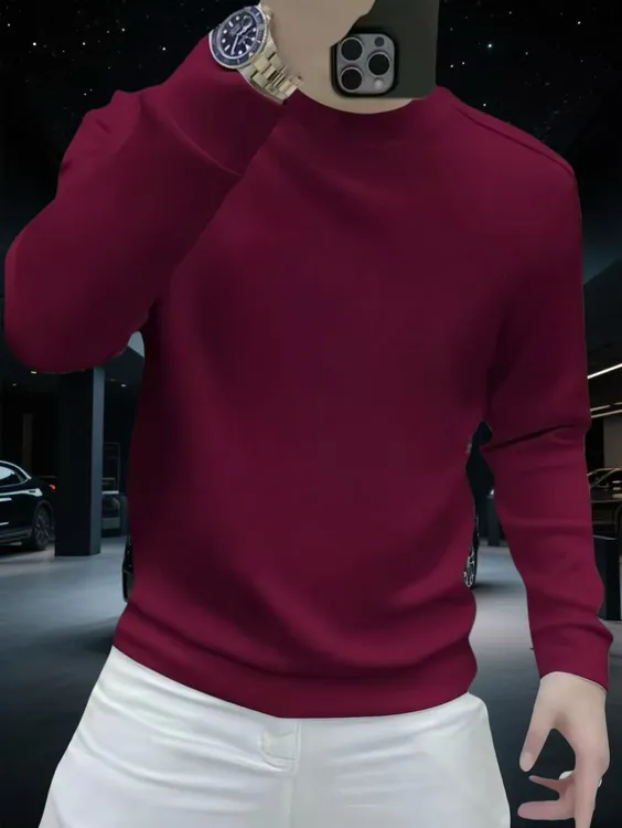 2025男士秋冬新款潮牌个性男韩版时尚长袖百搭打底衫