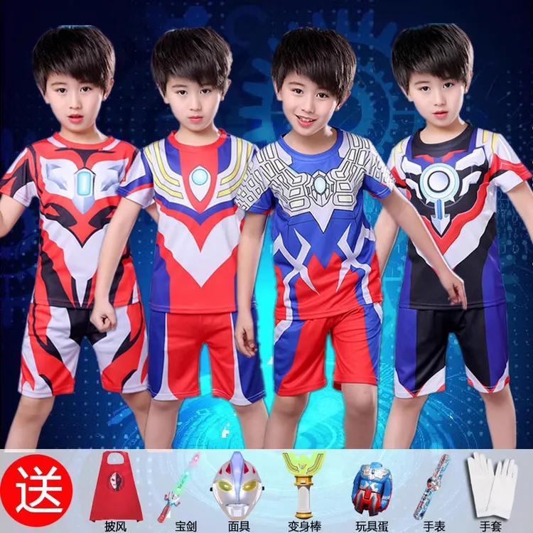 中小童男童衣服儿童奥特曼衣服夏装套装小男孩夏季速干短袖两件套