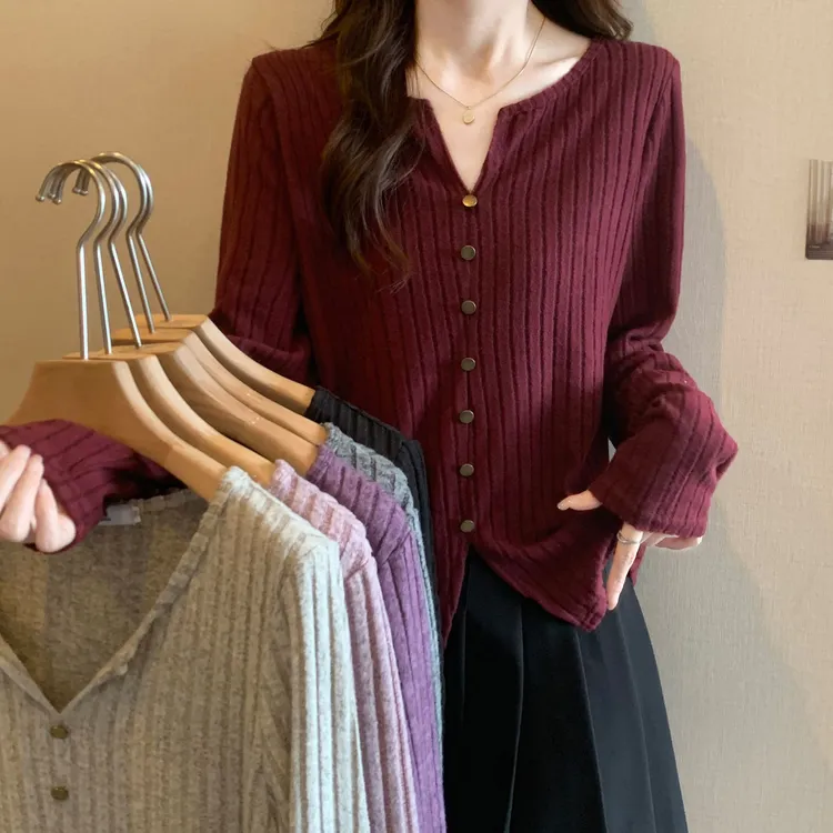 大码遮肉显瘦针织打底衫女2025秋季胖mm女装宽松百搭长袖上衣068