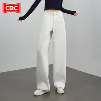 CBC白色弯刀牛仔裤女2025新款秋季松弛感水洗宽松休闲阔腿镰刀裤