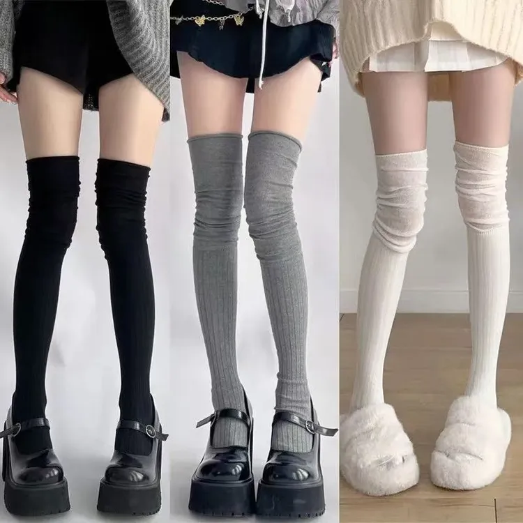 学院风长筒袜条纹女常规款性感风中筒袜拼接防汗防滑