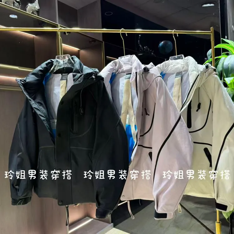 特价6856冬季工装加厚国标50羽绒潮牌宽松休闲拼接情侣白鸭绒外套