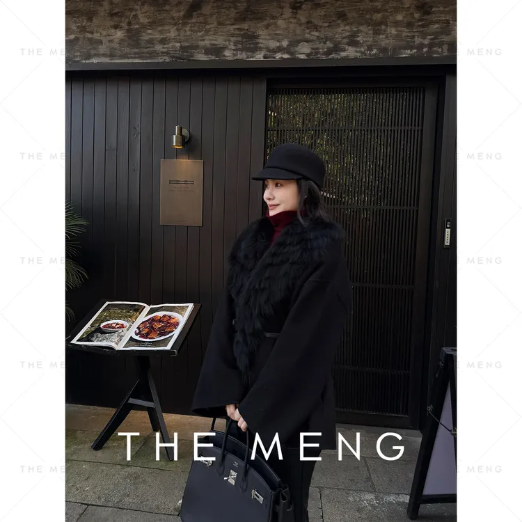 THE MENG【卢森堡】山羊绒绵羊毛狐狸毛领锁温大衣#M254K1834 TZ
