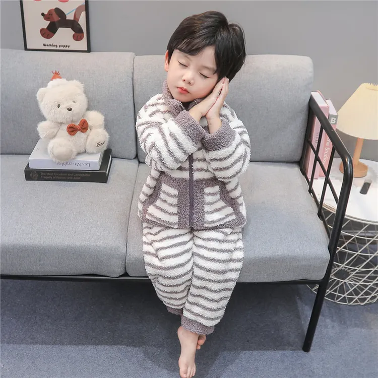 男童睡衣法兰绒秋冬季男孩宝宝冬款加绒加厚珊瑚绒儿童保暖家居服