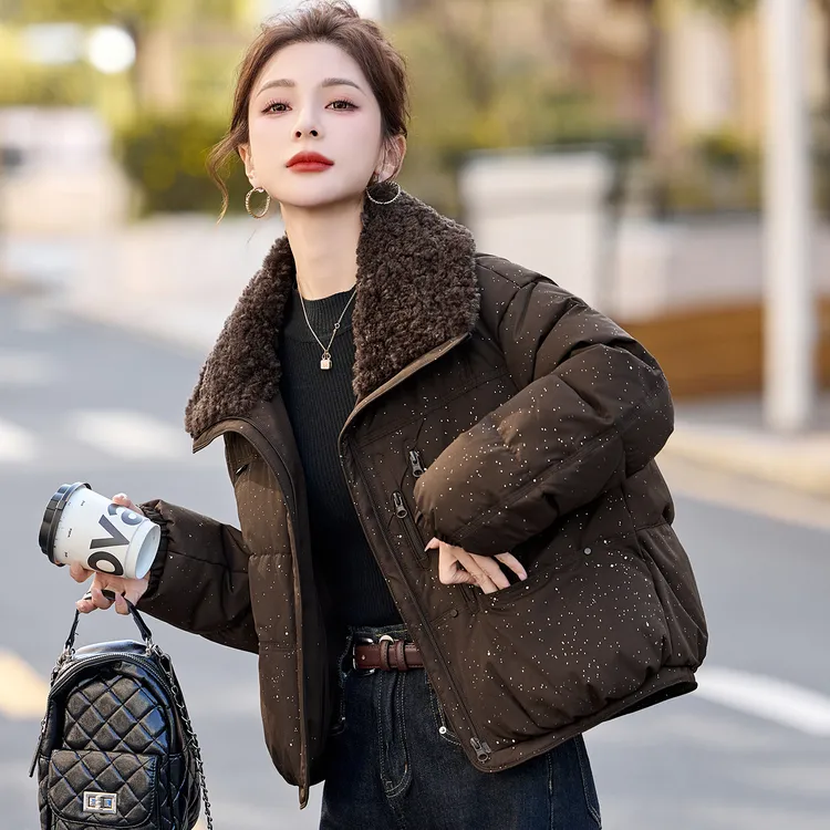 大翻领羽绒服女2025冬季新款短款时尚洋气时髦小个子冬装保暖外套