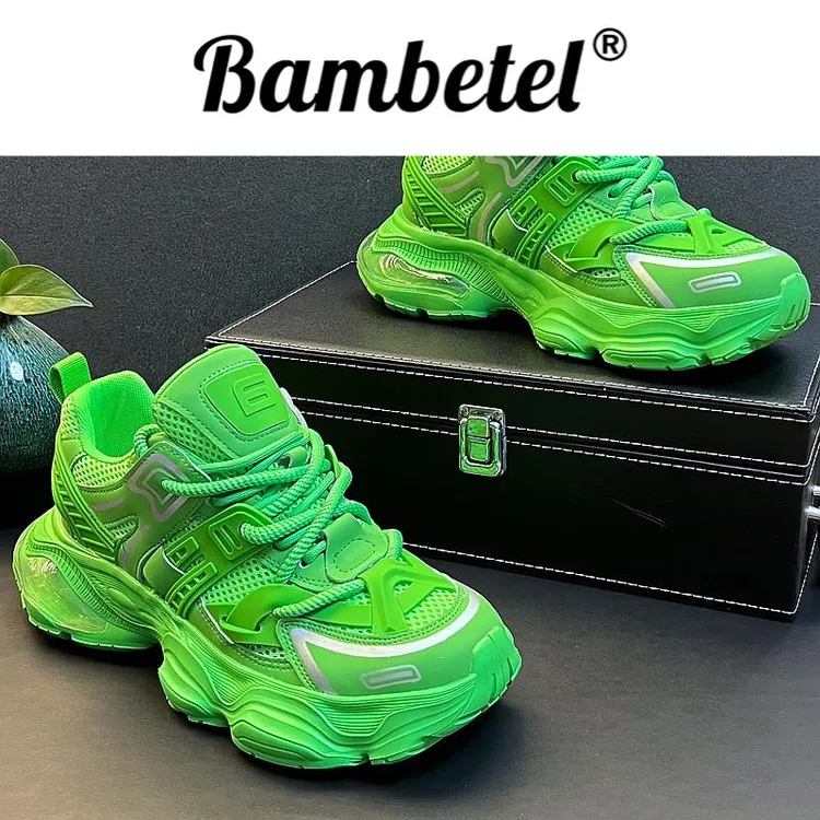 Bambetel绿色老爹鞋男夏季新款休闲鞋透气网面运动鞋韩版潮流
