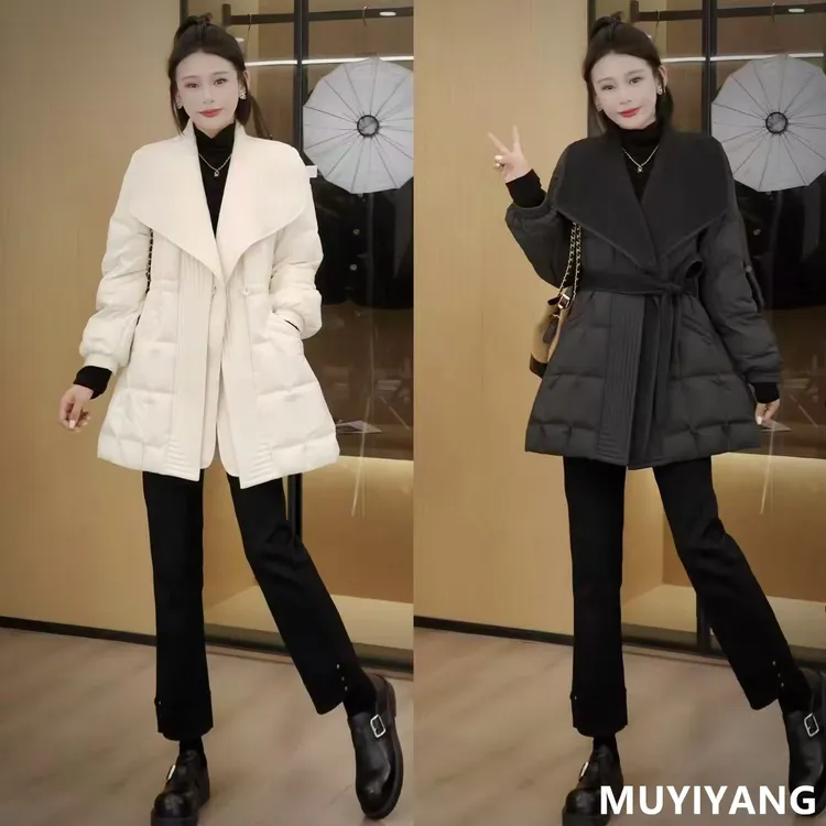 【寻隐】独特设计感羊毛拼接90鹅绒高定羽绒服 衣长80 25-506#